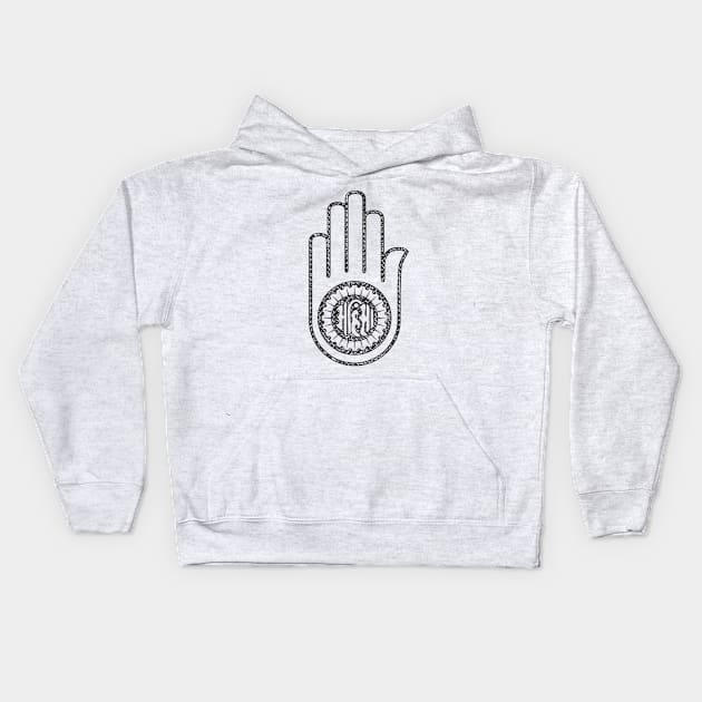 Jain Hand -symbol of Jainism Kids Hoodie by Nartissima